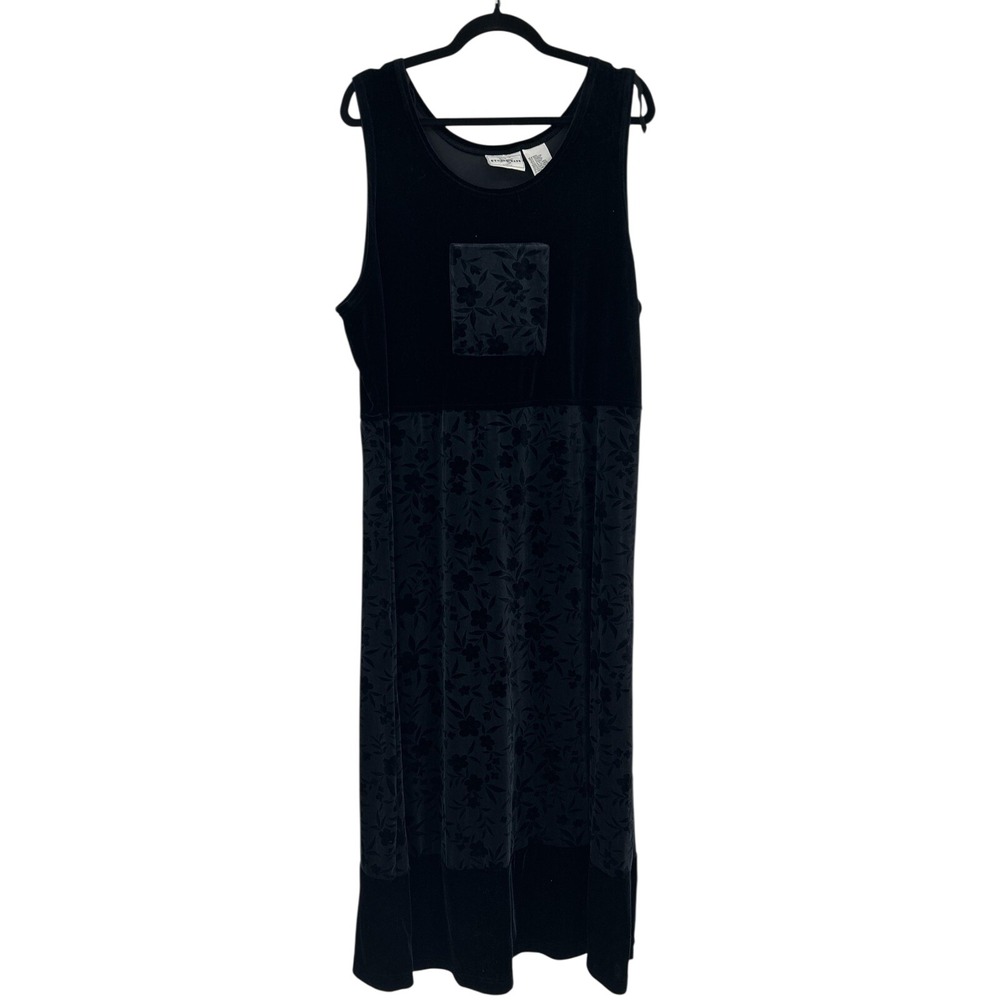 Studio Ease Velvet Dress 16W Black Floral Burnout Whimsigoth Witchy Goth